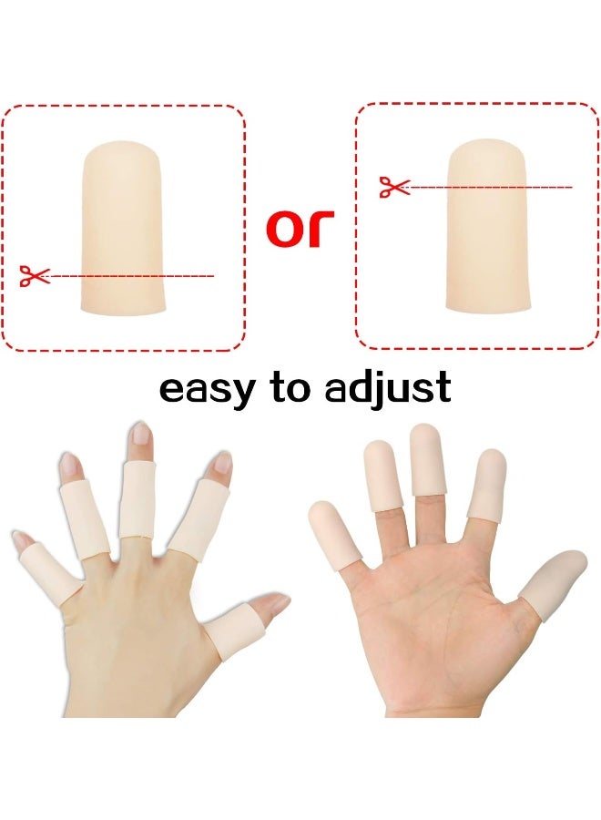 Pnrskter Gel Finger Cots, Finger Protector Support(14 PCS) NEW MATERIAL Finger Sleeves Great for Trigger Finger, Hand Eczema, Finger Cracking, Finger Arthritis and More. (Beige, Short) - Image 5